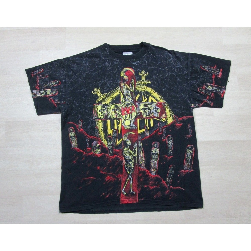 Vintage 1991 Slayer Seasons in the Abyss All Over Print Band T Shirt Brockum (L)